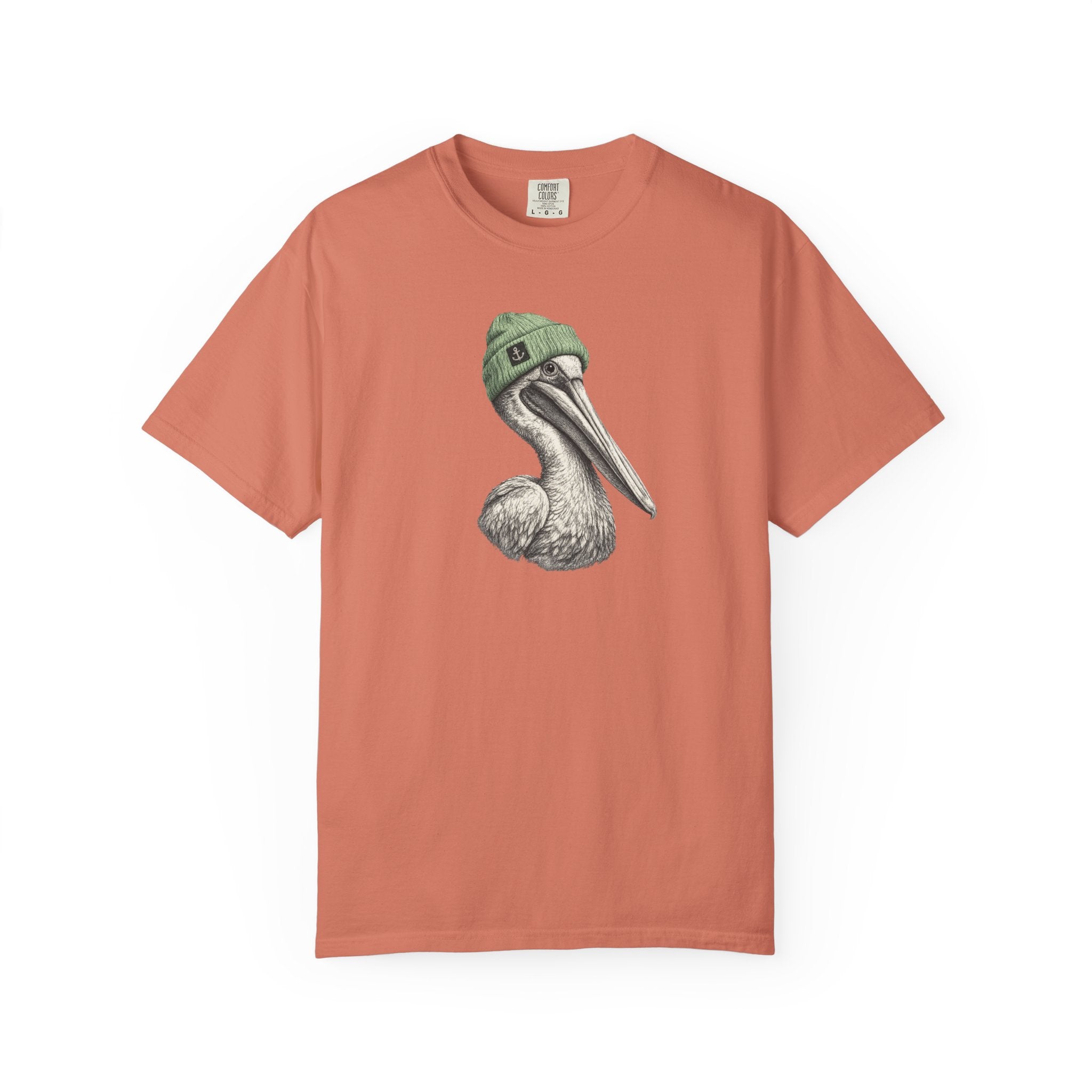 Pelican with Beanie T-Shirt — Ocean Life Graphic Tshirt