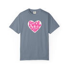 Pool Babe T‑Shirt — Hot Pink on Light Pink Heart Graphicr Tee