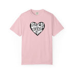 Beach Babe T-Shirt — White Print on Black Heart Graphic Tee