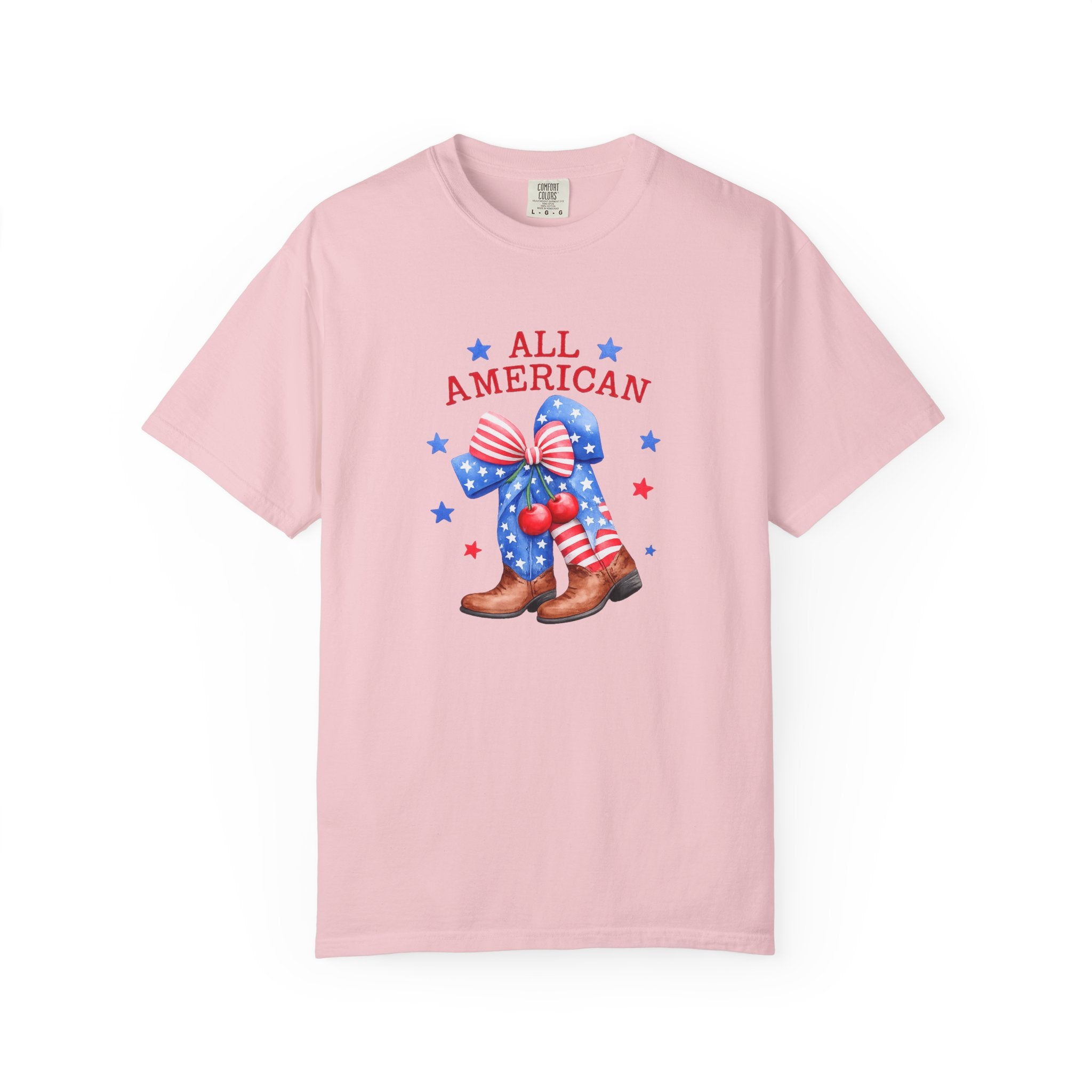 All American Cowboy T-shirt | Patriotic Boots and Flag Graphic