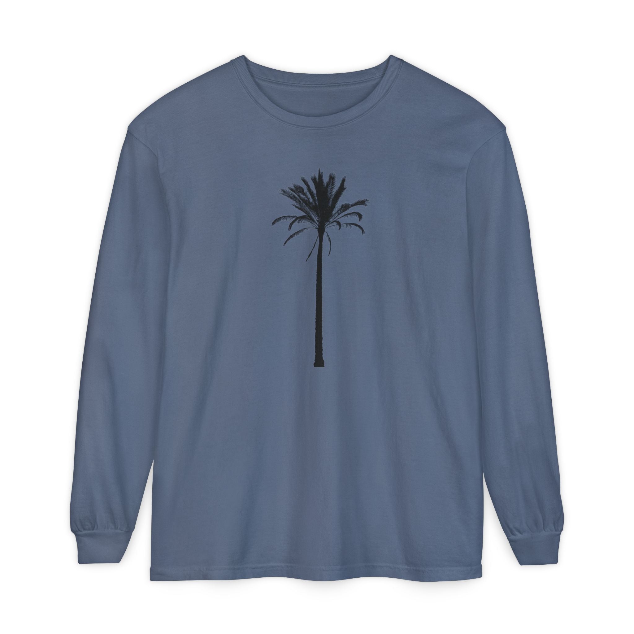 Palm Tree Long Sleeve T-Shirt — Minimal Tropical Graphic Tee