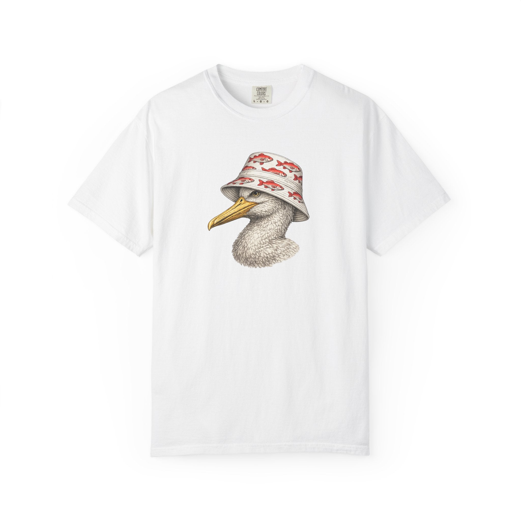 Seagull with Fish Bucket Hat T-Shirt- Pelican Tshirt