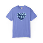 Pool Babe Heart T-shirt-  Dark Blue on Light Blue Heart Graphic Tee