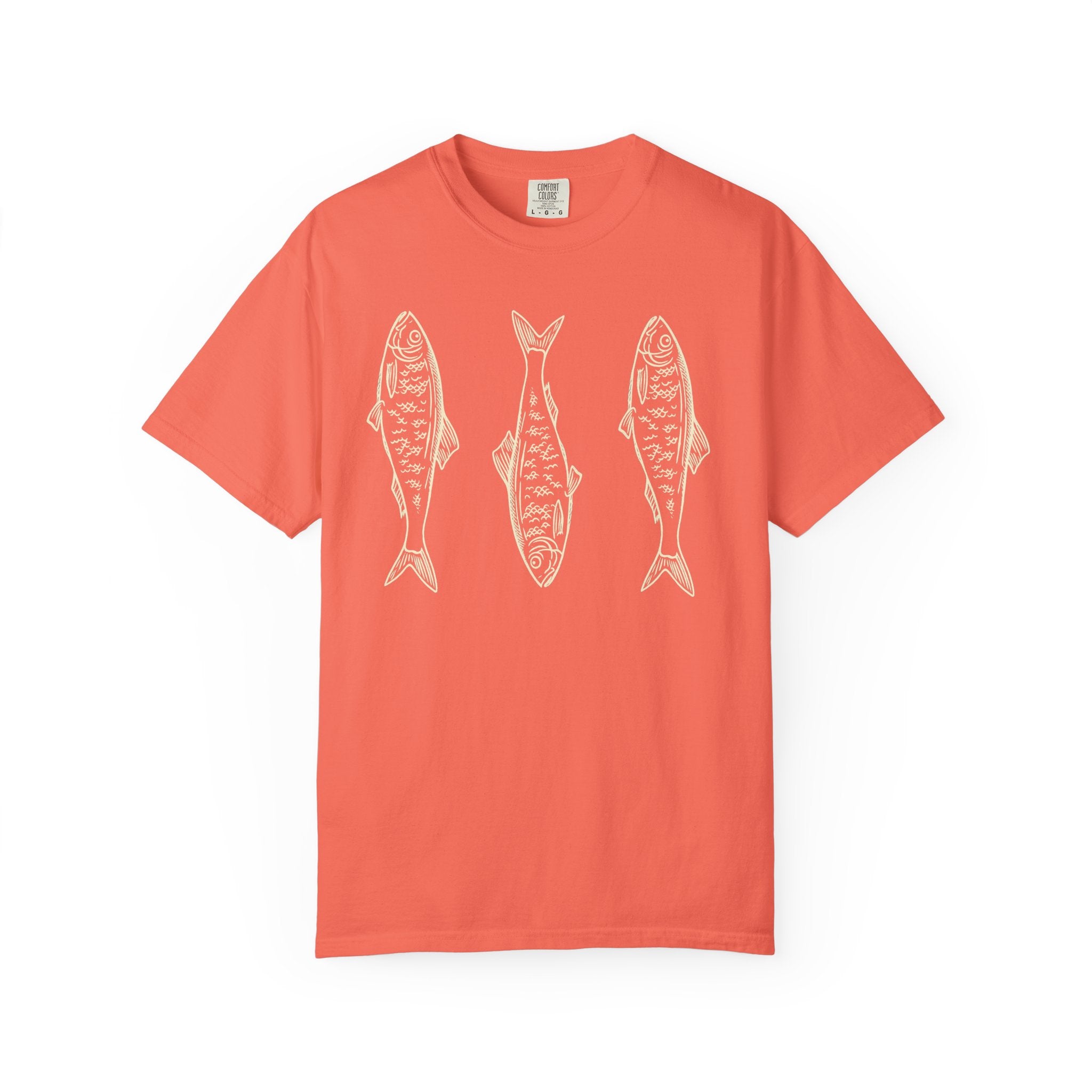 Three Fish T-shirt | Retro Fish Illustration, Nautical Beach Tee