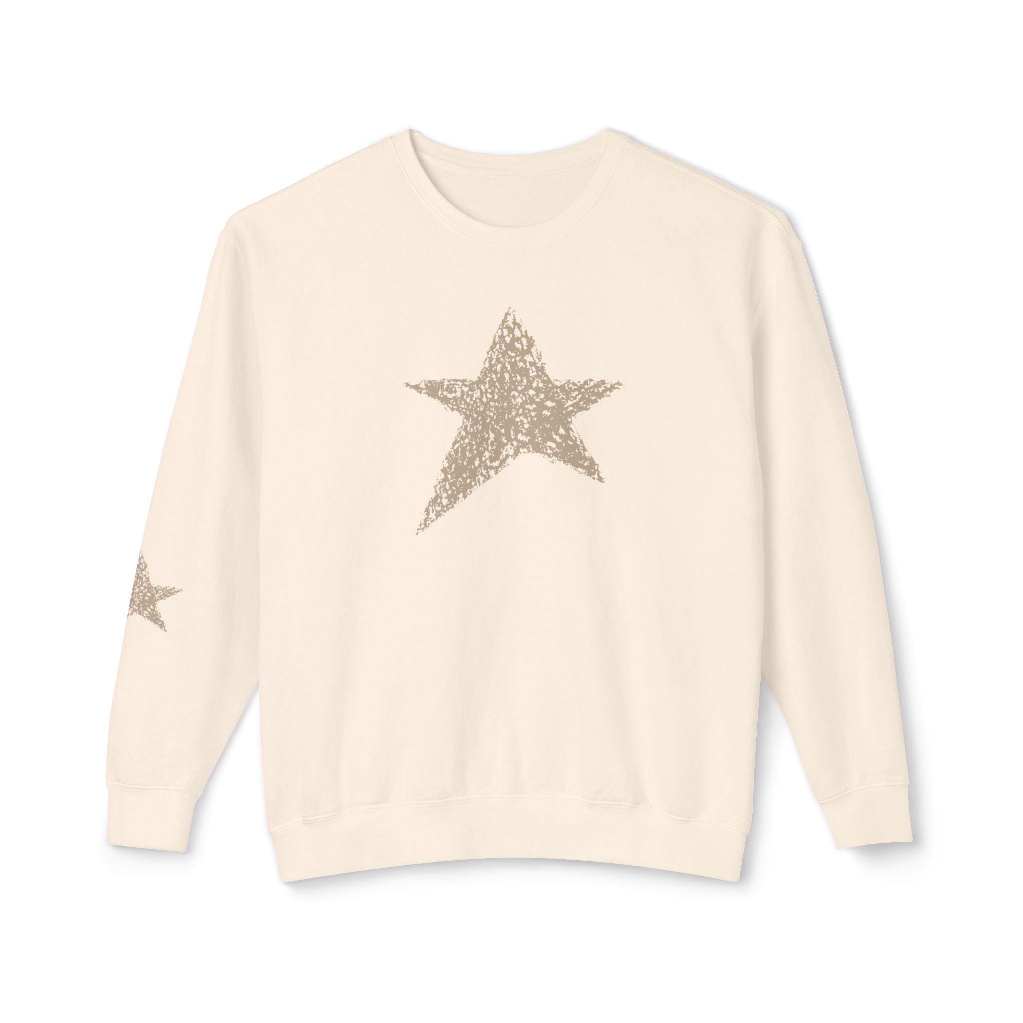 Star Sweatshirt — Tan Star Crewneck Sweatshirt- Loungewear