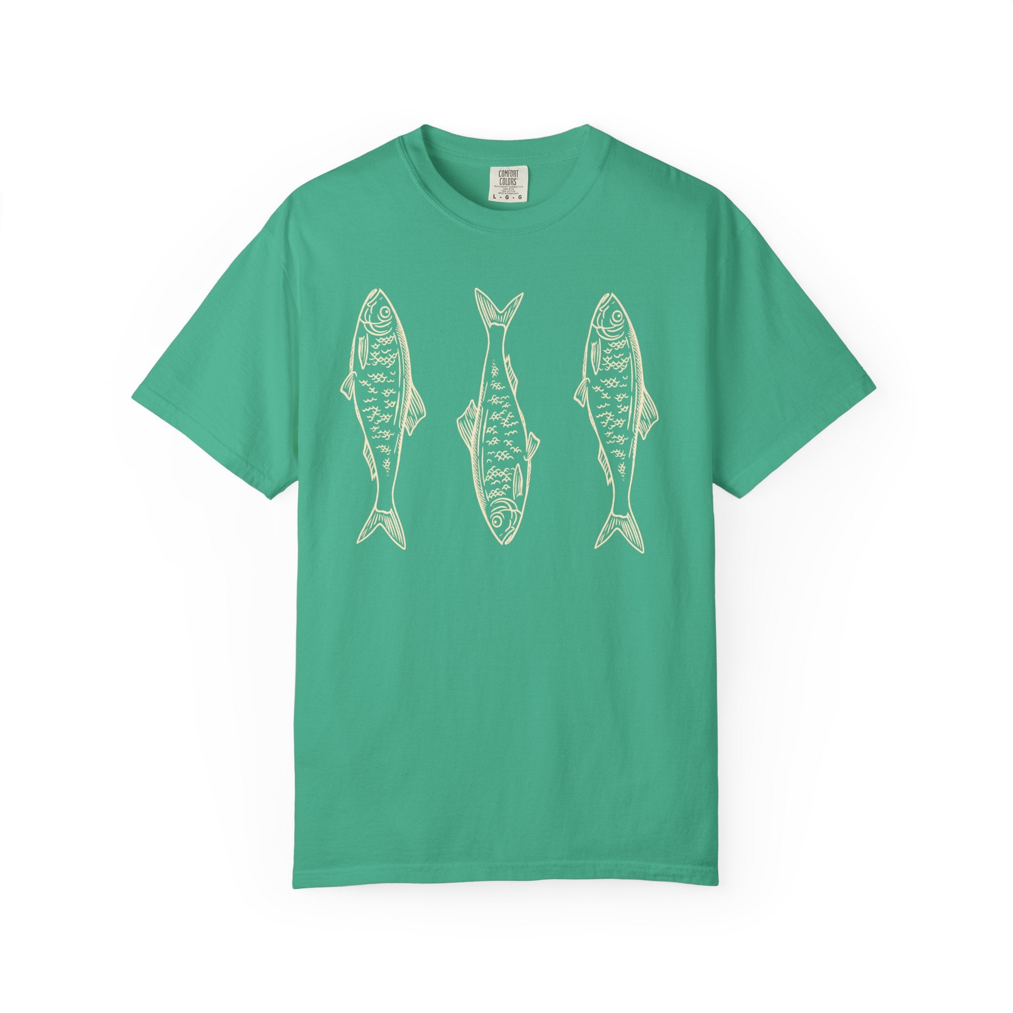 Three Fish T-shirt | Retro Fish Illustration, Nautical Beach Tee