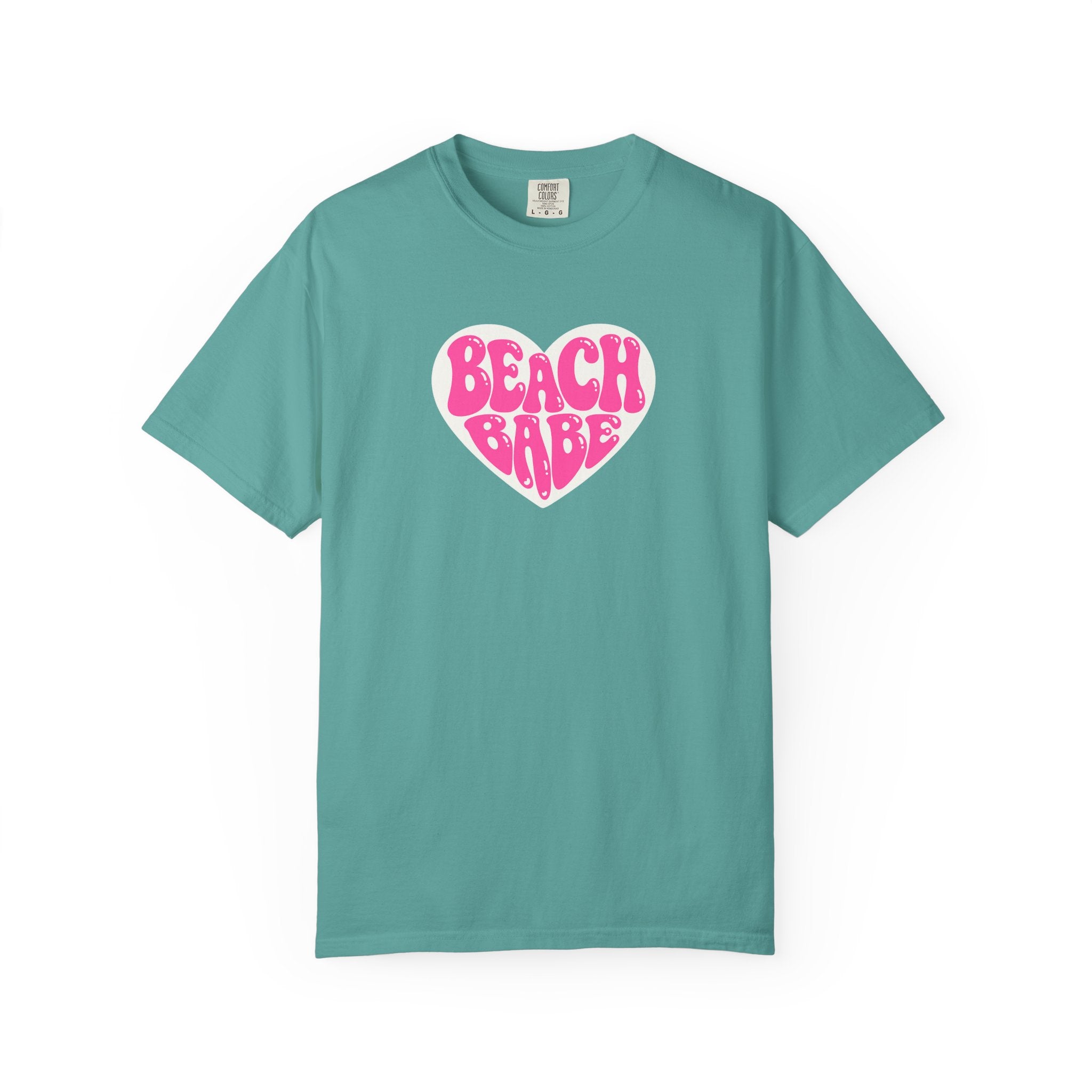 Beach Babe T-Shirt — Hot Pink on light Pink Heart  Summer Tee