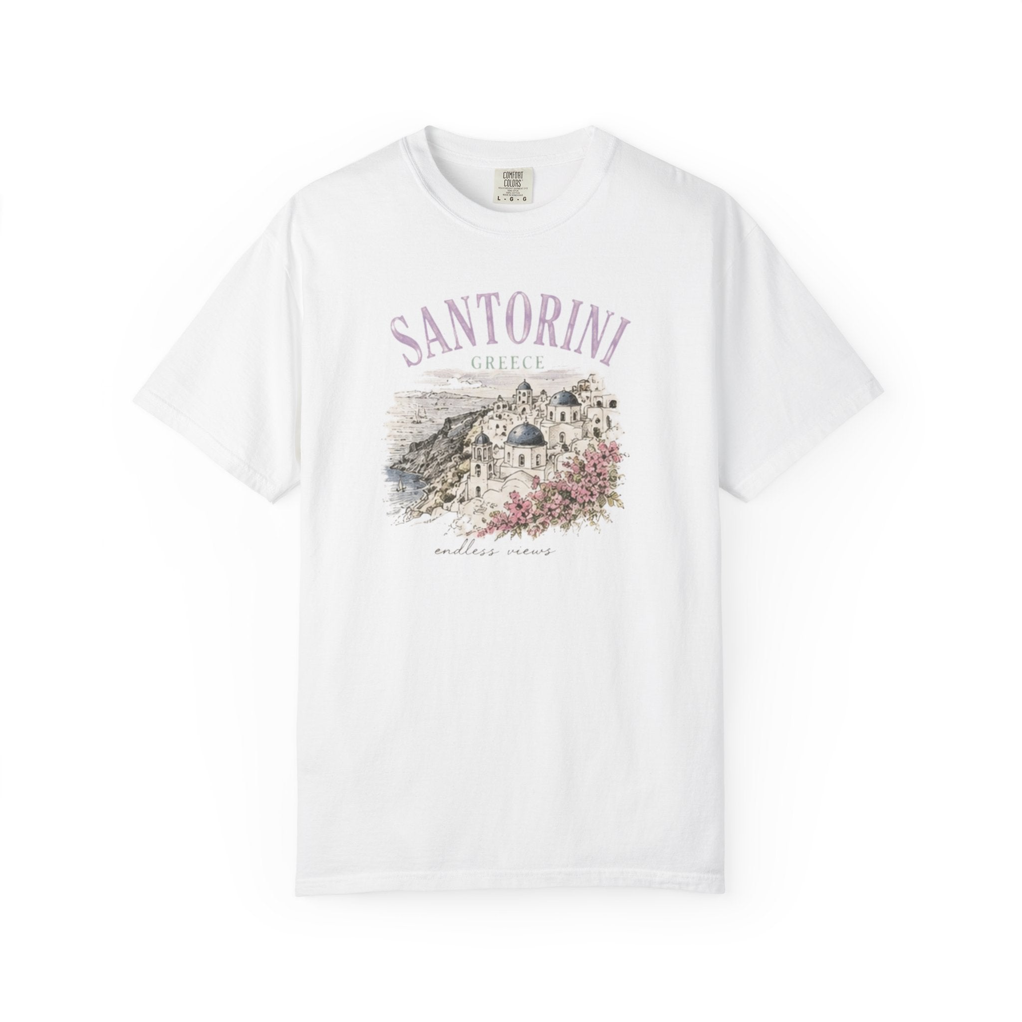 Santorini Scenic T-Shirt — Vintage Greek Island Travel Tee