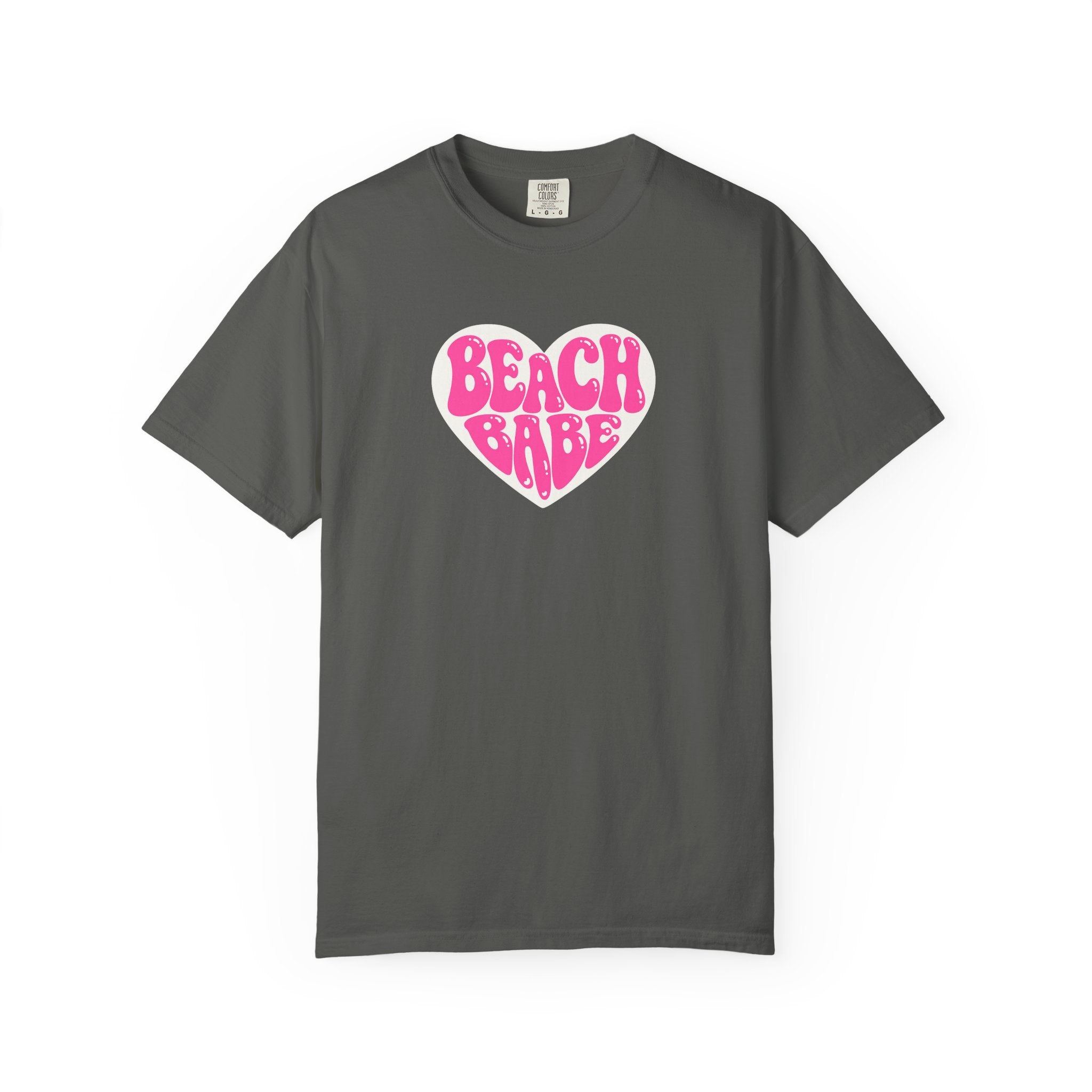 Beach Babe T-Shirt — Hot Pink on light Pink Heart  Summer Tee