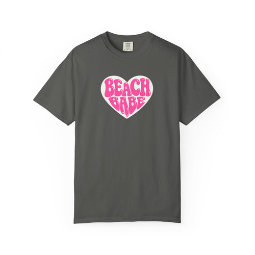 Beach Babe T-Shirt — Hot Pink on light Pink Heart  Summer Tee