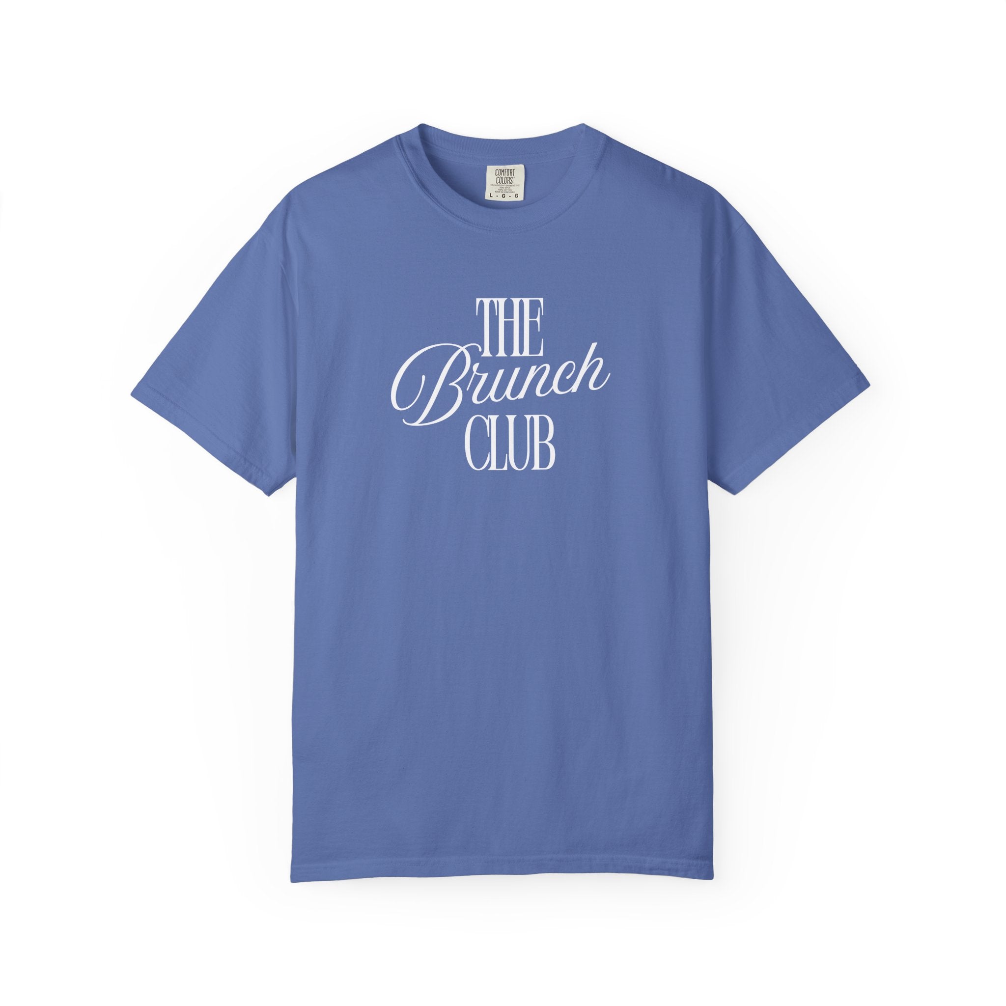 Blue t-shirt with a fish graphic wearing a crown on a white background
