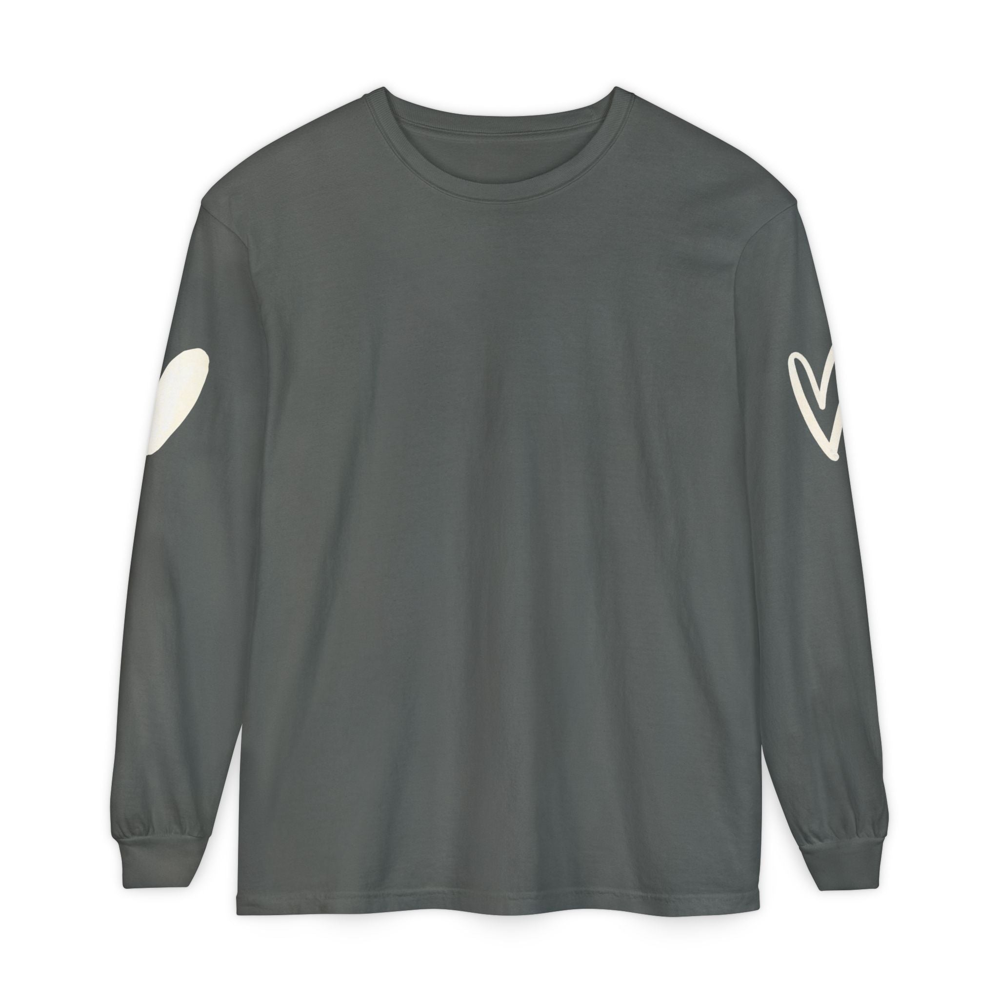 Heart Sleeve Long Sleeve Tee — Minimal Heart Graphic TShirt