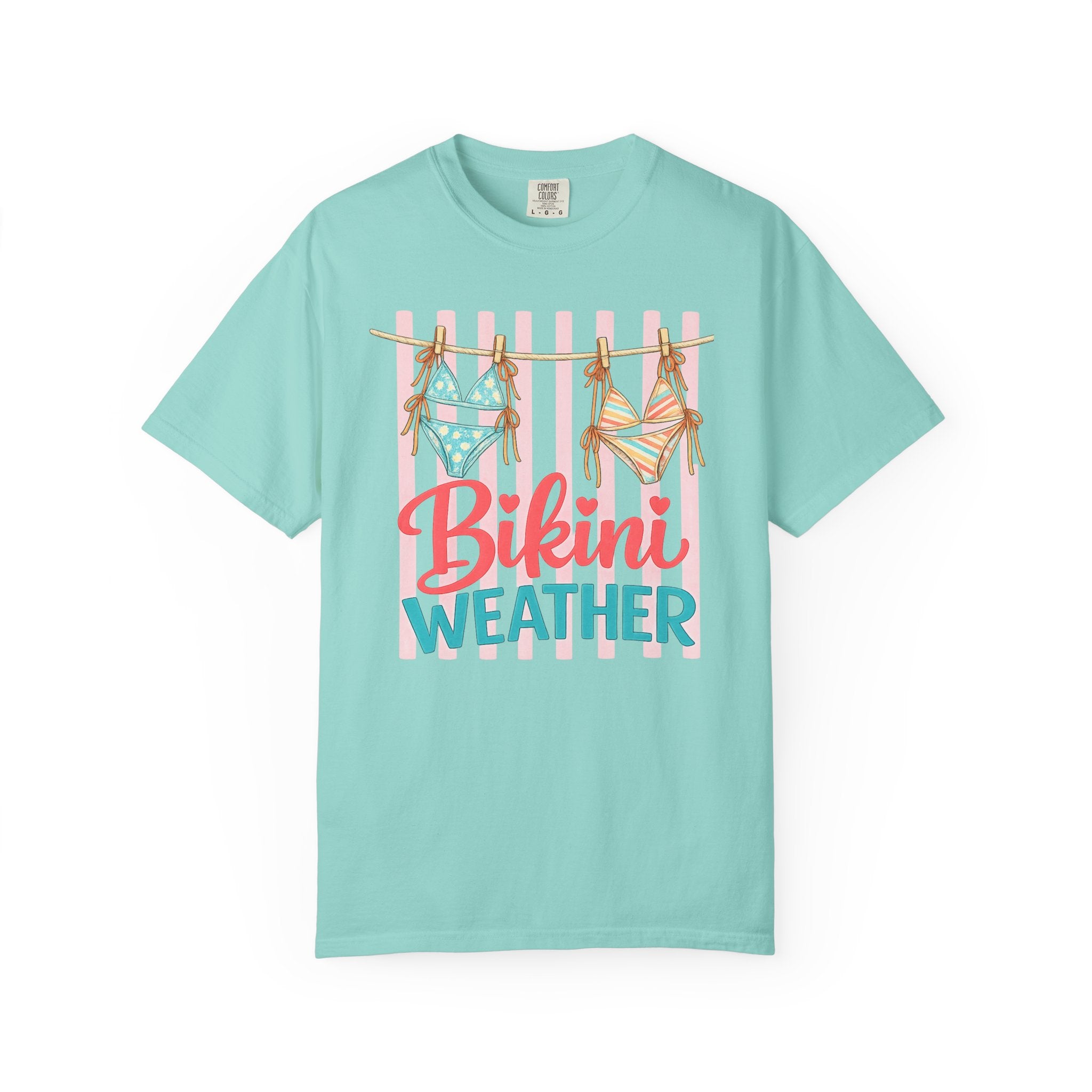 Bikini Weather T-shirt | Summer Beach Graphic, Bikinis on a Clothesline