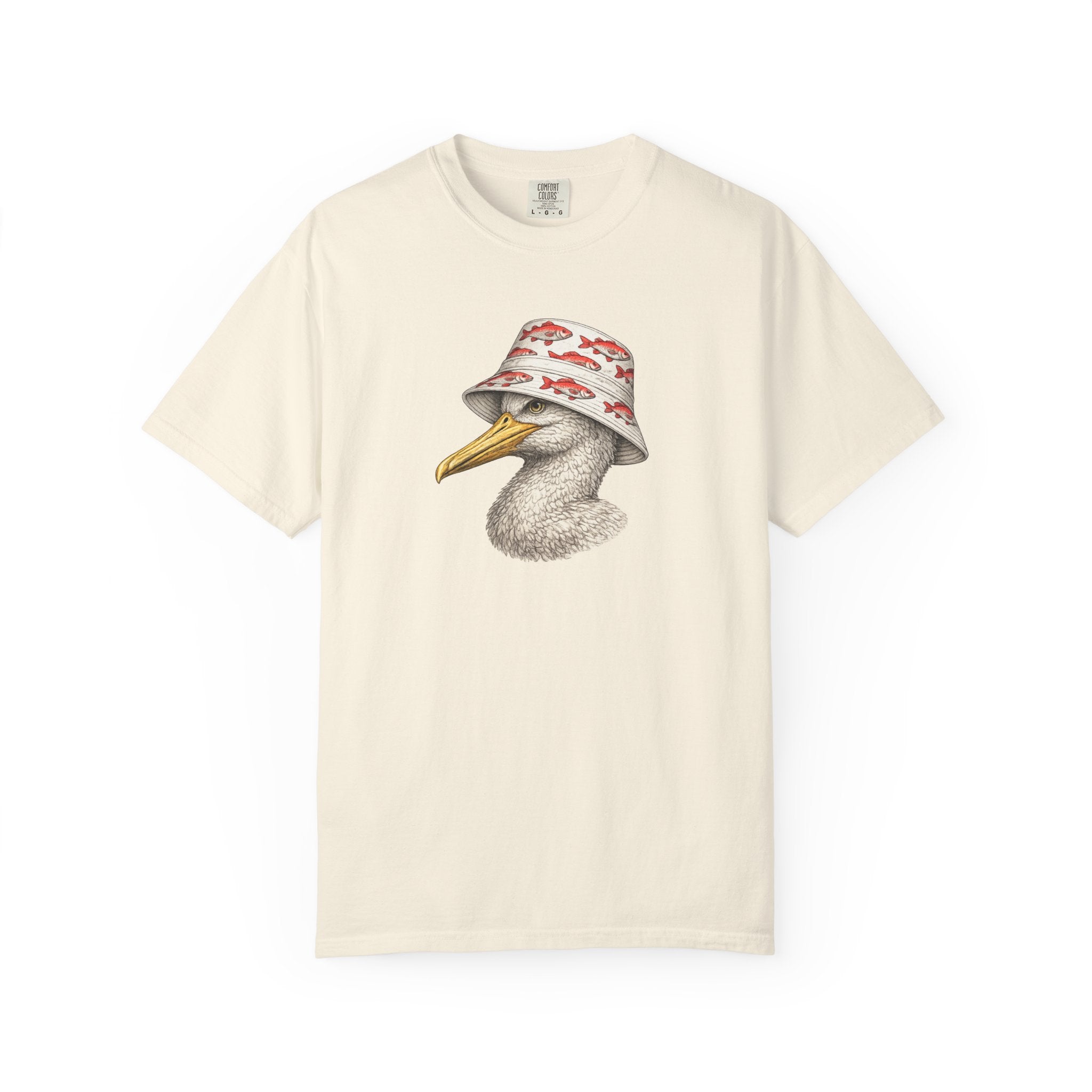 Seagull with Fish Bucket Hat T-Shirt- Pelican Tshirt