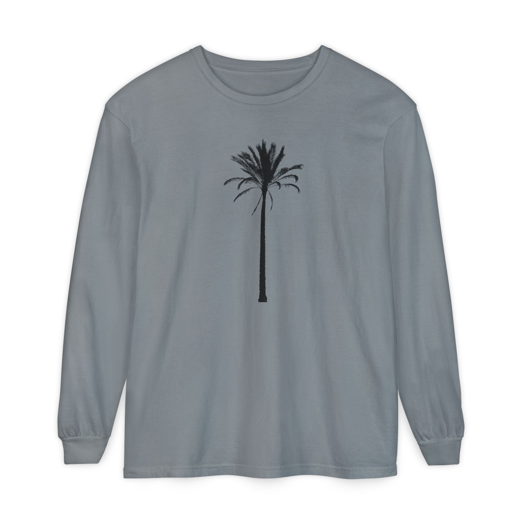 Palm Tree Long Sleeve T-Shirt — Minimal Tropical Graphic Tee