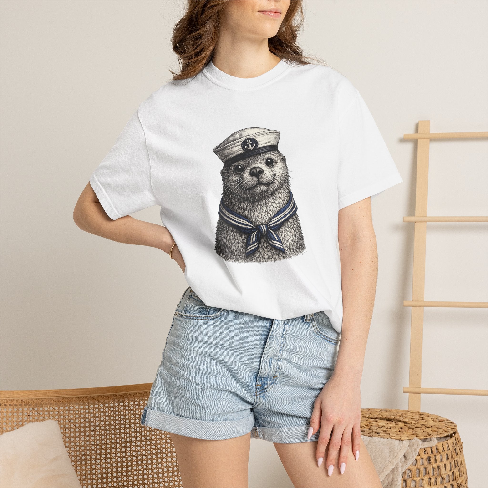 Otter Sailor Graphic T-Shirt — Cute Otter Animal Tee