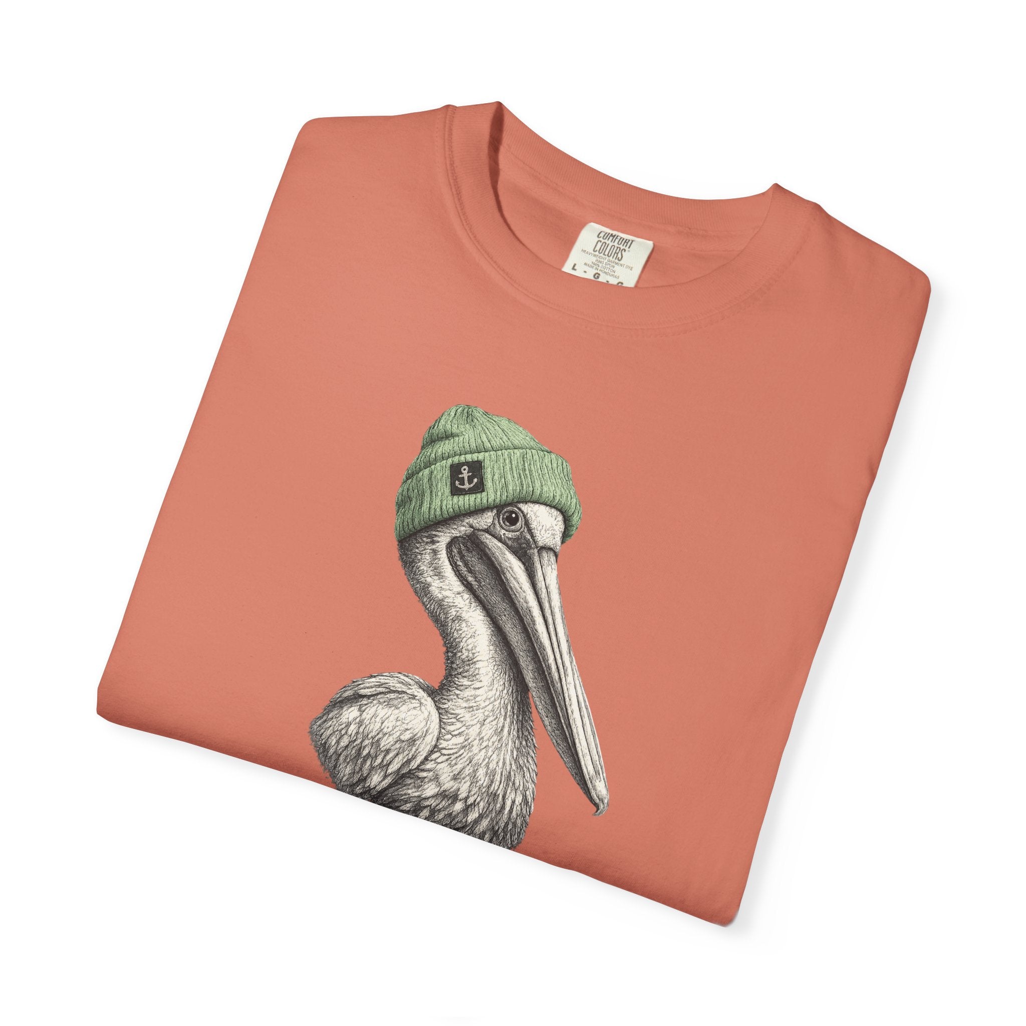 Pelican with Beanie T-Shirt — Ocean Life Graphic Tshirt