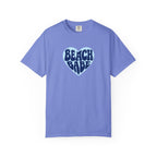 Beach Babe Heart T-Shirt- Dark Blue on Light Blue Heart Graphic Tee