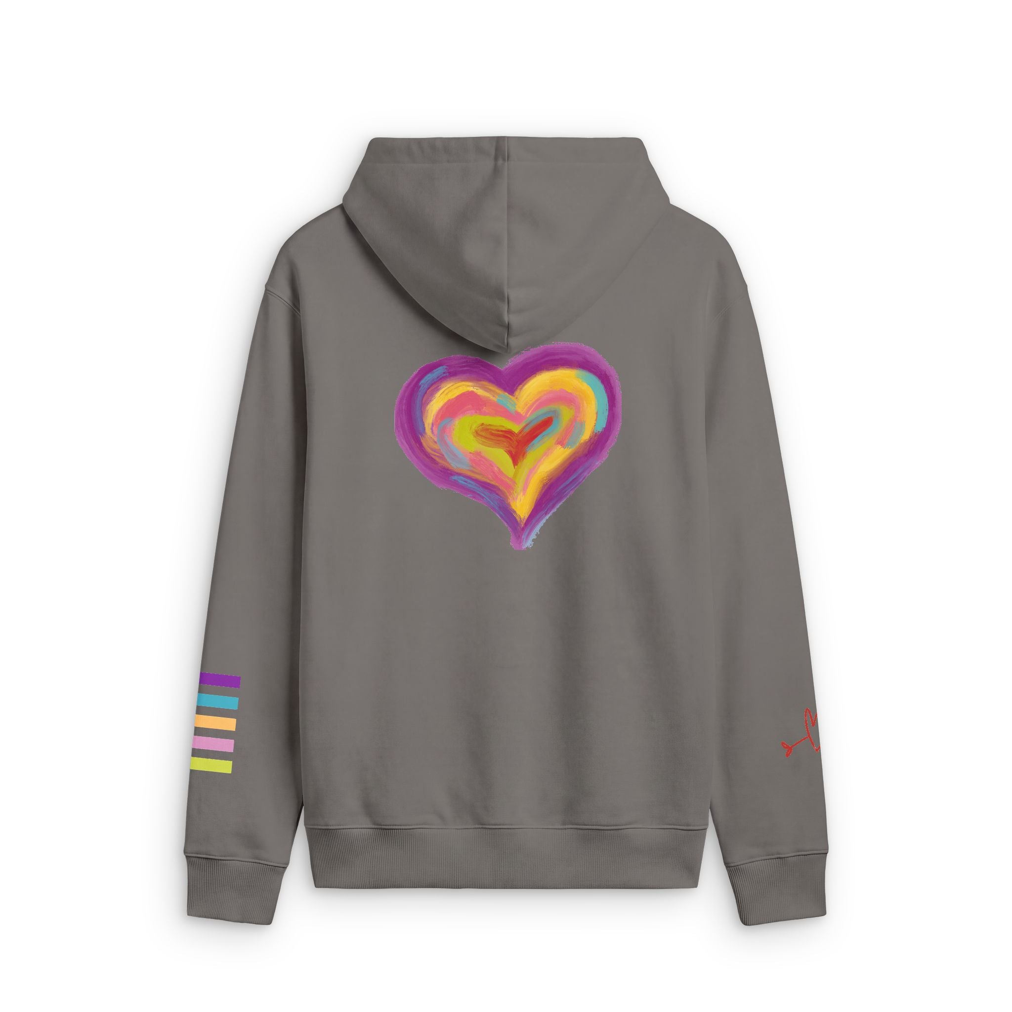 Colorful Heart Zip Hoodie — Colorful Painted Heart Back Graphic