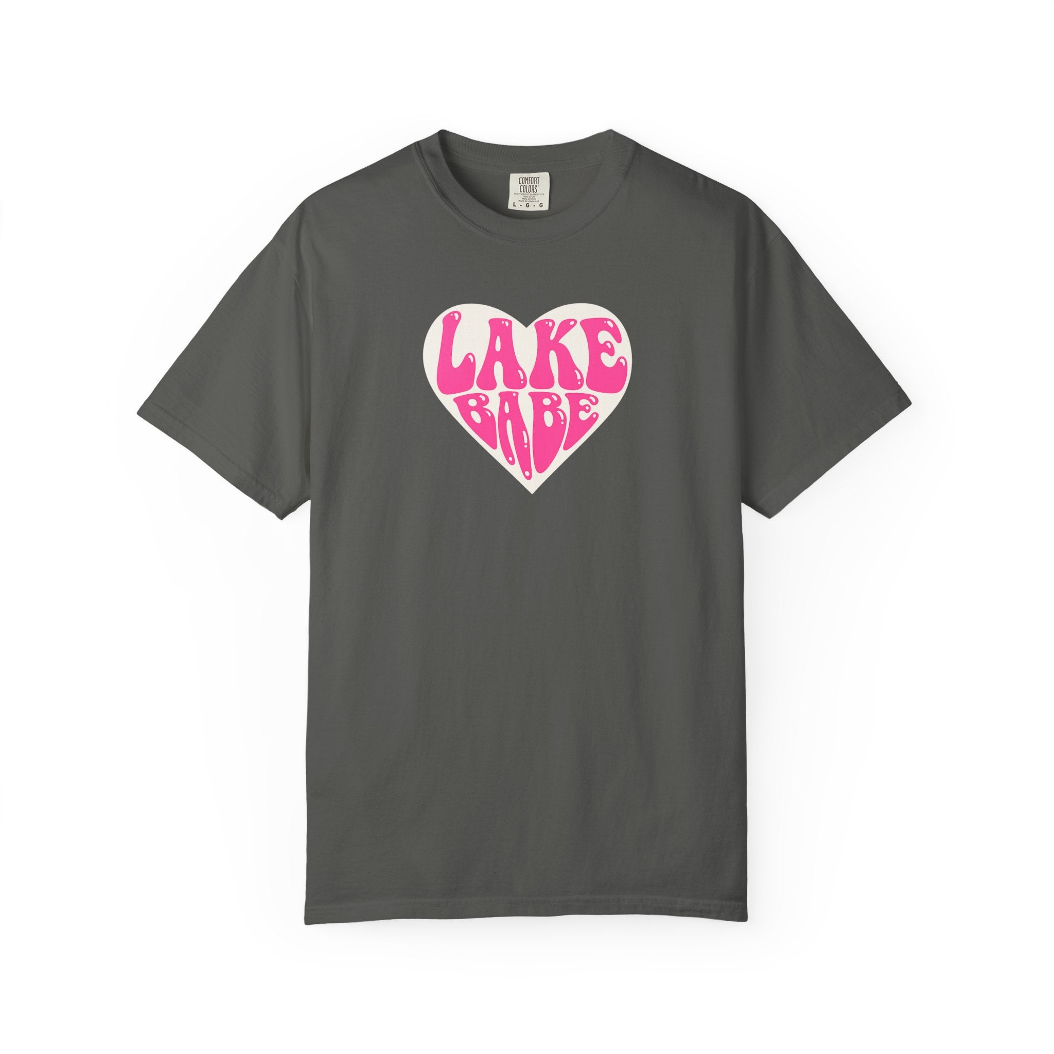 Lake Babe T-Shirt — Hot Pink on Light Pink Heart Graphicr Tee
