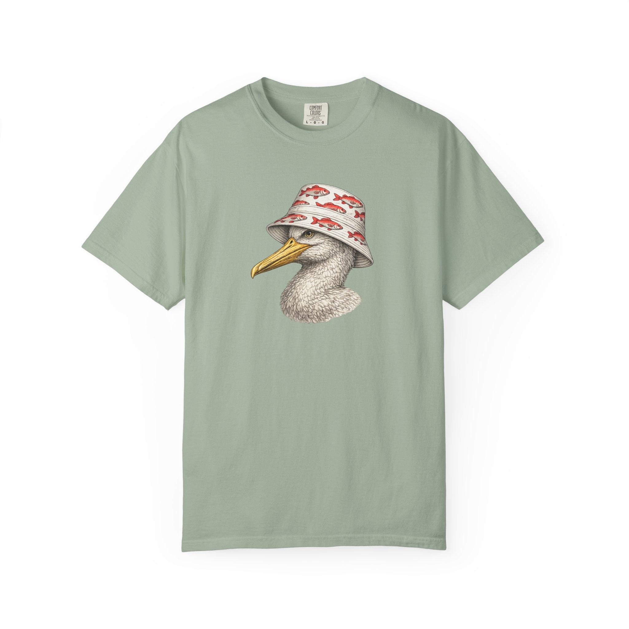 Seagull with Fish Bucket Hat T-Shirt- Pelican Tshirt