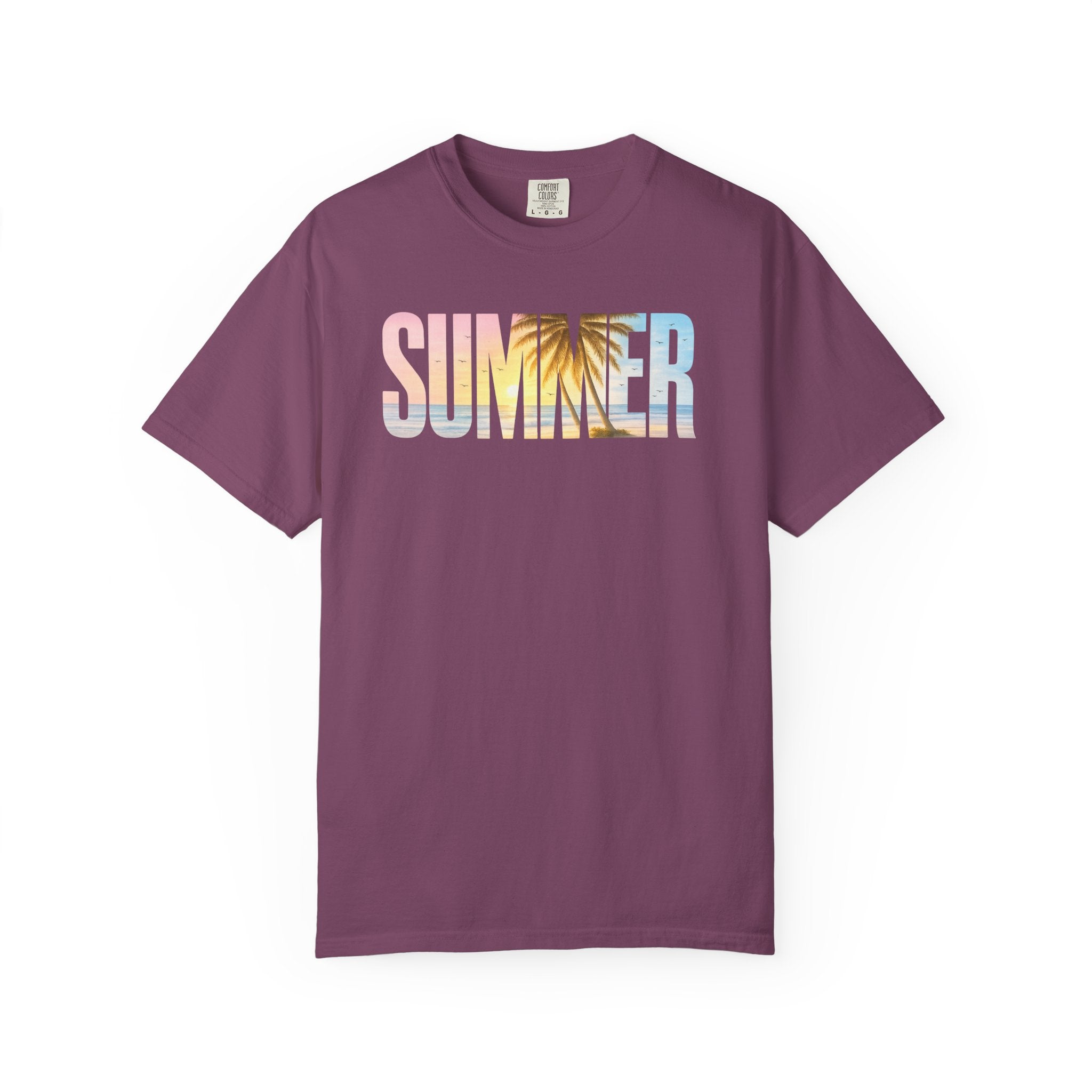 Summer Palm Text T-shirt | Pastel Beach Graphic