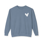Heart Sweatshirt — White Heart Crewneck Sweatshirt- Loungewear