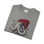 Octopus with Red Beanie T-shirt- Ocean Graphic Tshirt