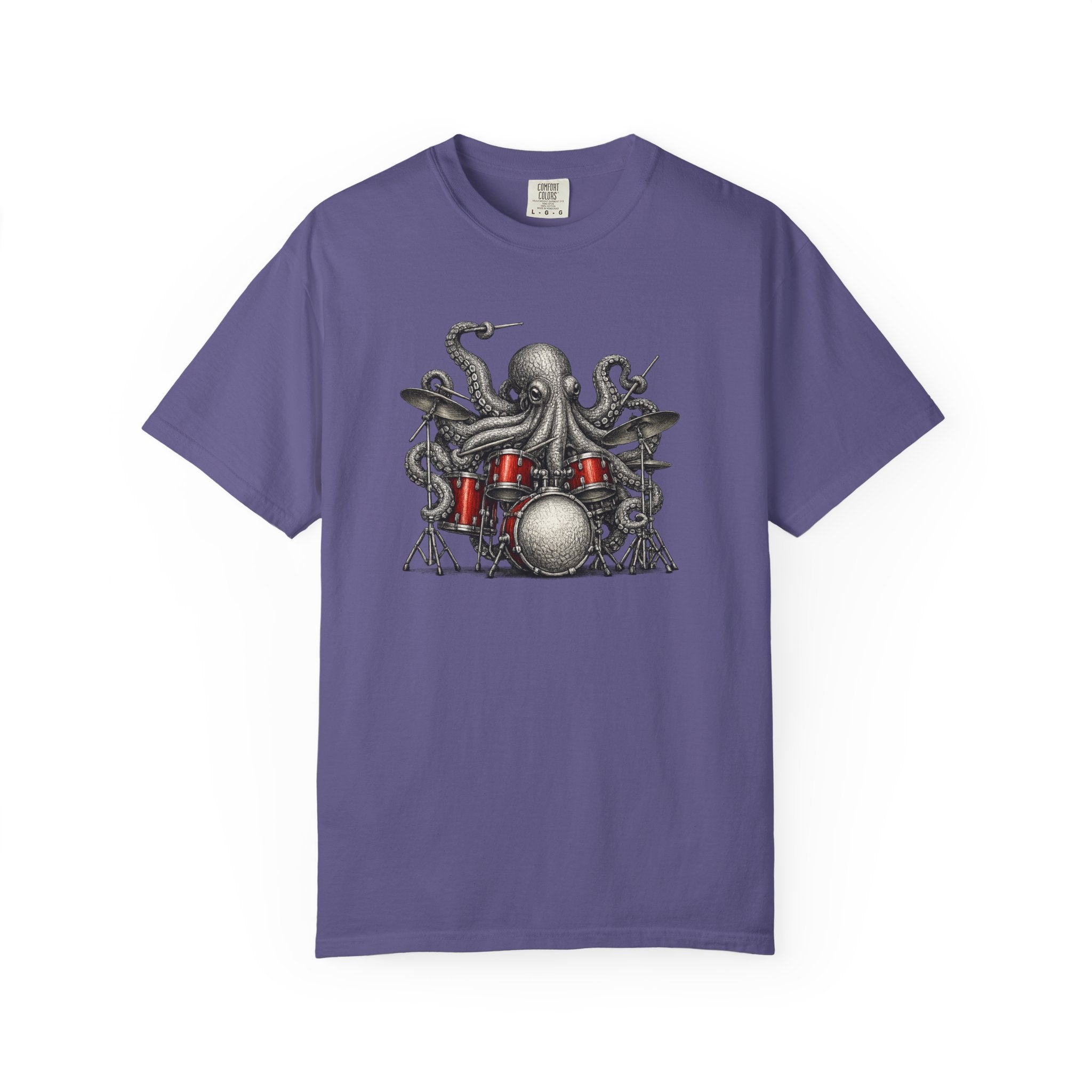 Octopus Drummer T‑Shirt — Octopus Rock Band Graphic Tee