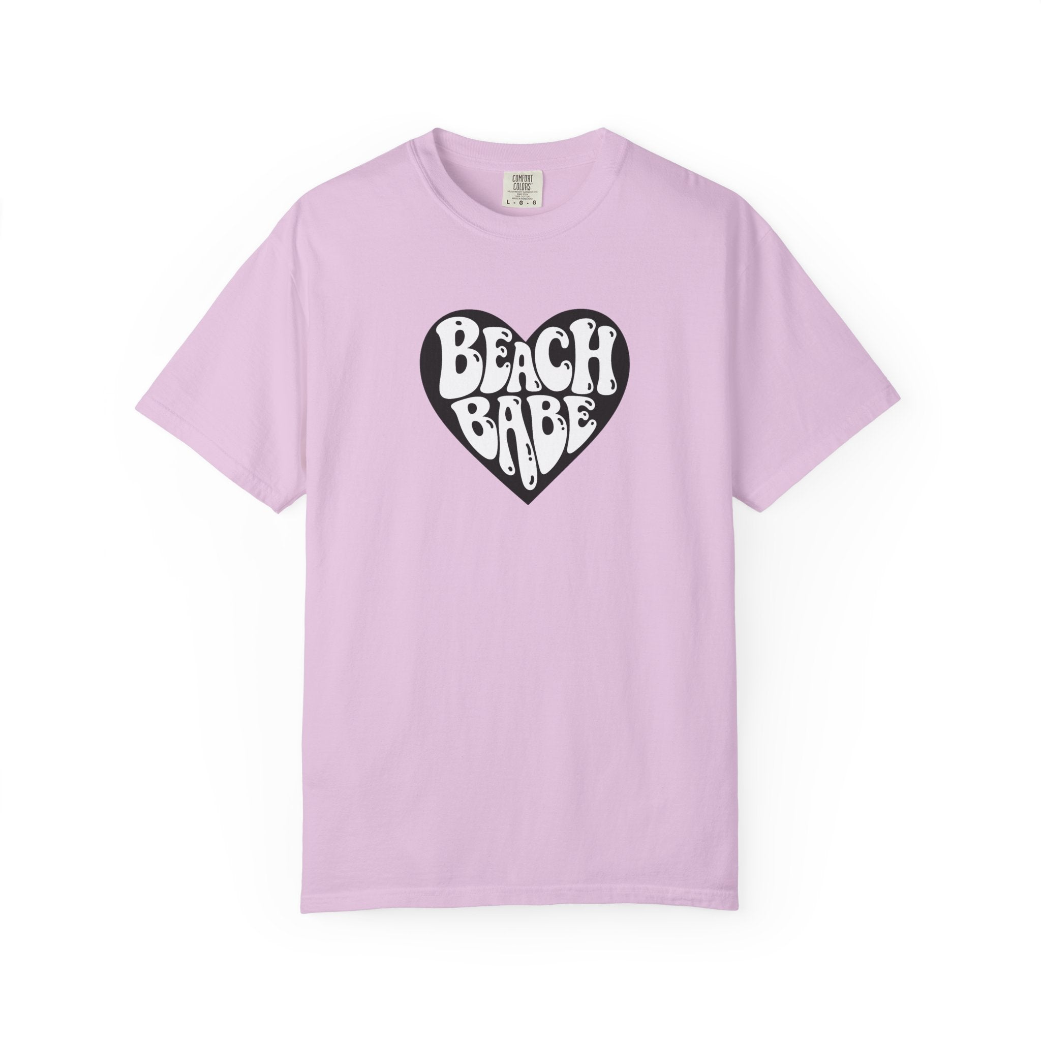 Beach Babe T-Shirt — White Print on Black Heart Graphic Tee