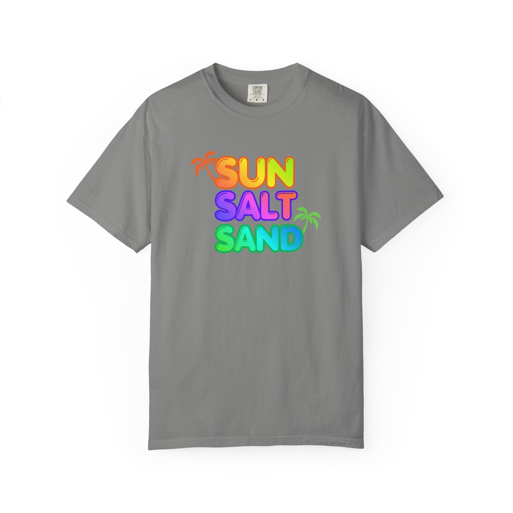Sun, Salt, Sand Tropical Beach T-Shirt — Colorful Palm Graphic Tee