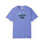 Lake Babe Heart T-Shirt —  Dark Blue on Light Blue Heart Graphic Tee