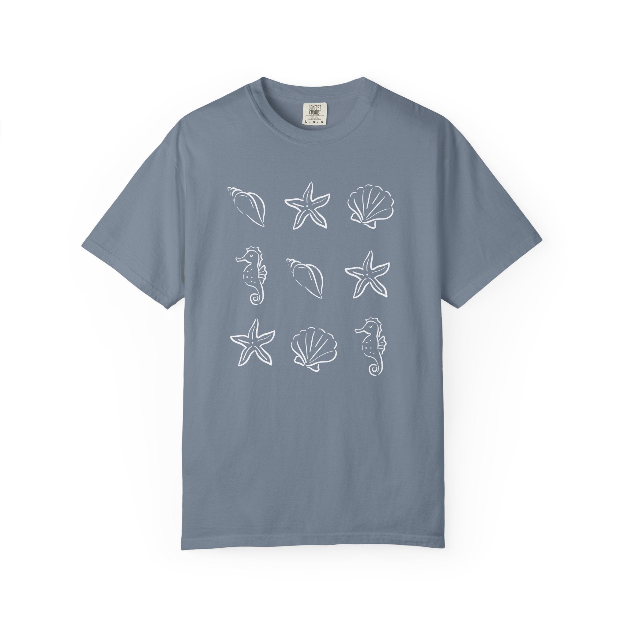 Seaside Sea Shells T-Shirt — Nautical Womens Graphic T Shirt