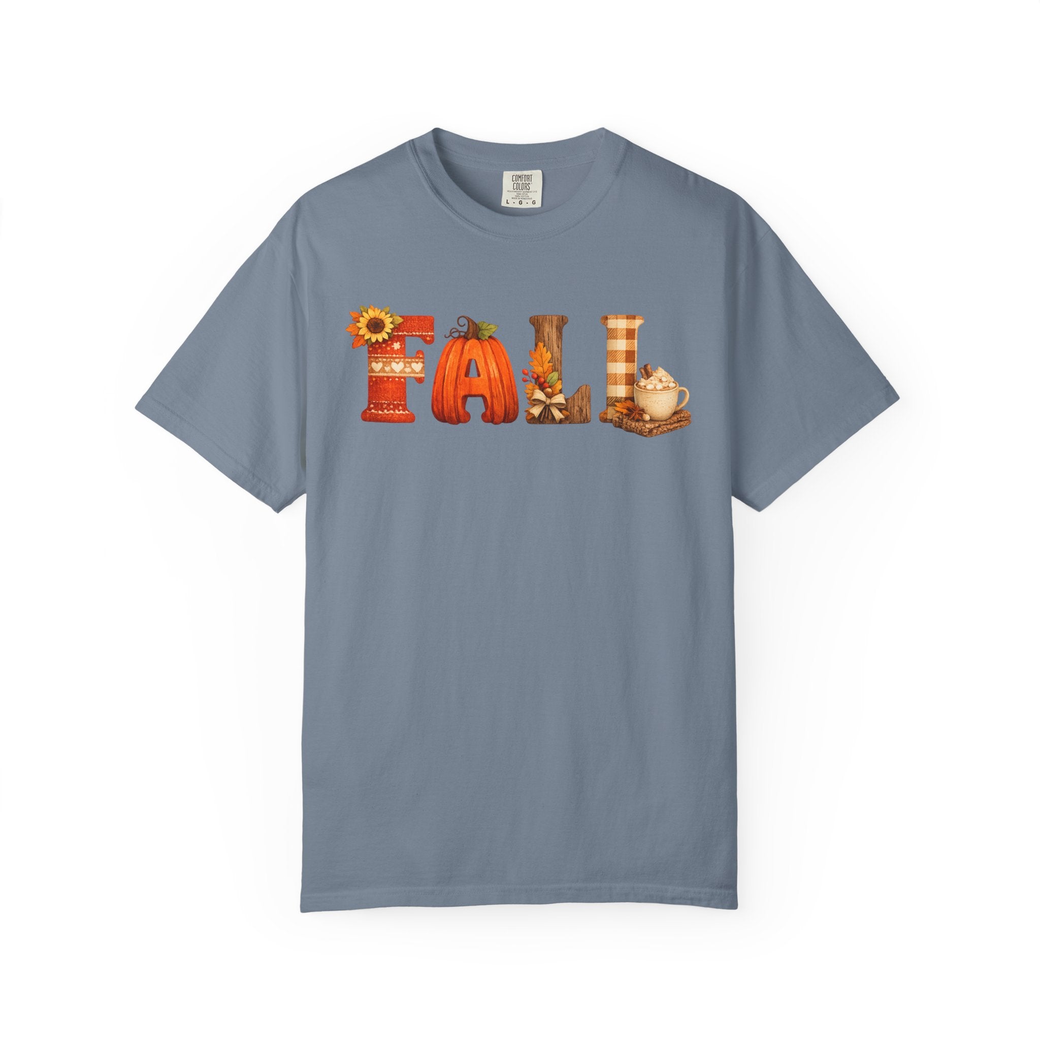Fall T-Shirt — 'FALL' Pumpkin & Sunflower Graphic