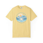 Sunset Mountain Lake T-Shirt- Blue Graphic Lake Tee