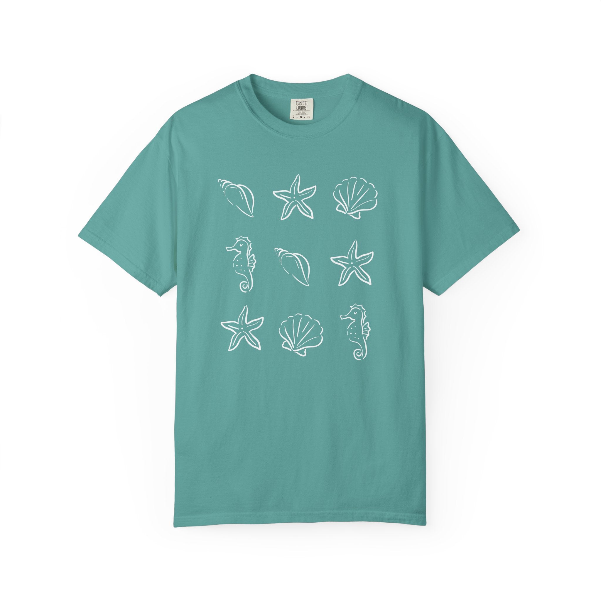 Seaside Sea Shells T-Shirt — Nautical Womens Graphic T Shirt