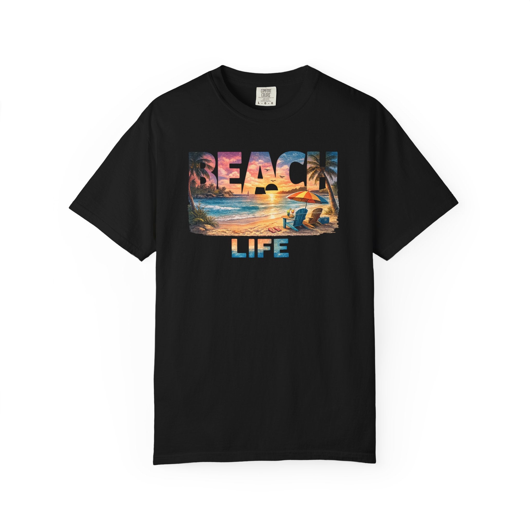 Beach Life sunset scene T-Shirt | coastal beach graphic tee