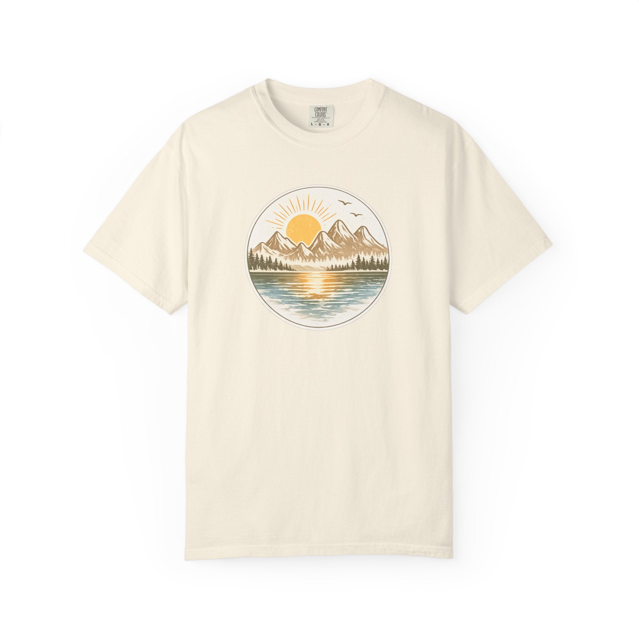 Sunrise Mountain Lake T-Shirt — Scenic Nature Graphic Tee