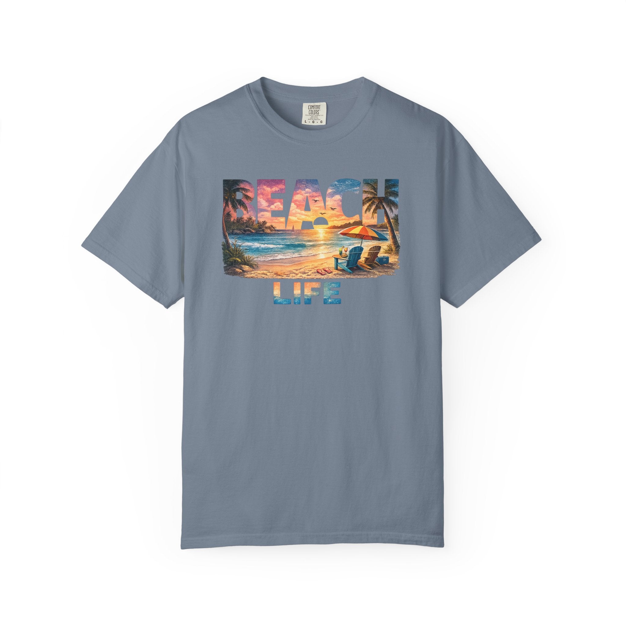 Beach Life sunset scene T-Shirt | coastal beach graphic tee
