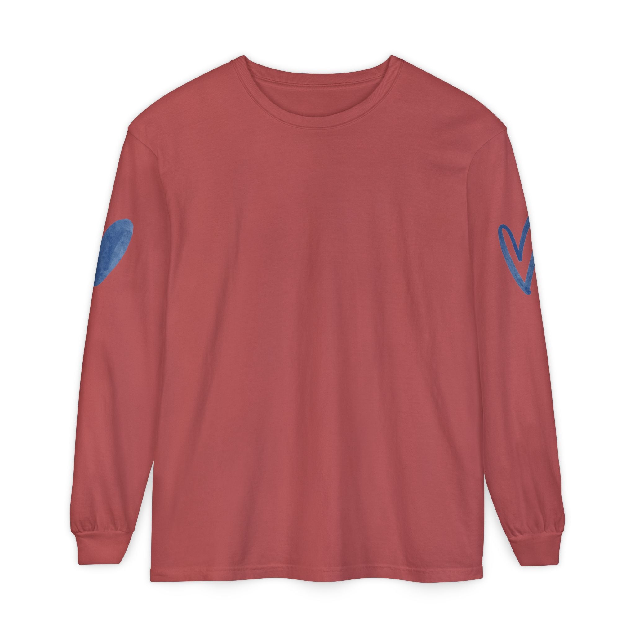 Heart Sleeve Long Sleeve Tee — Minimal Heart Graphic TShirt