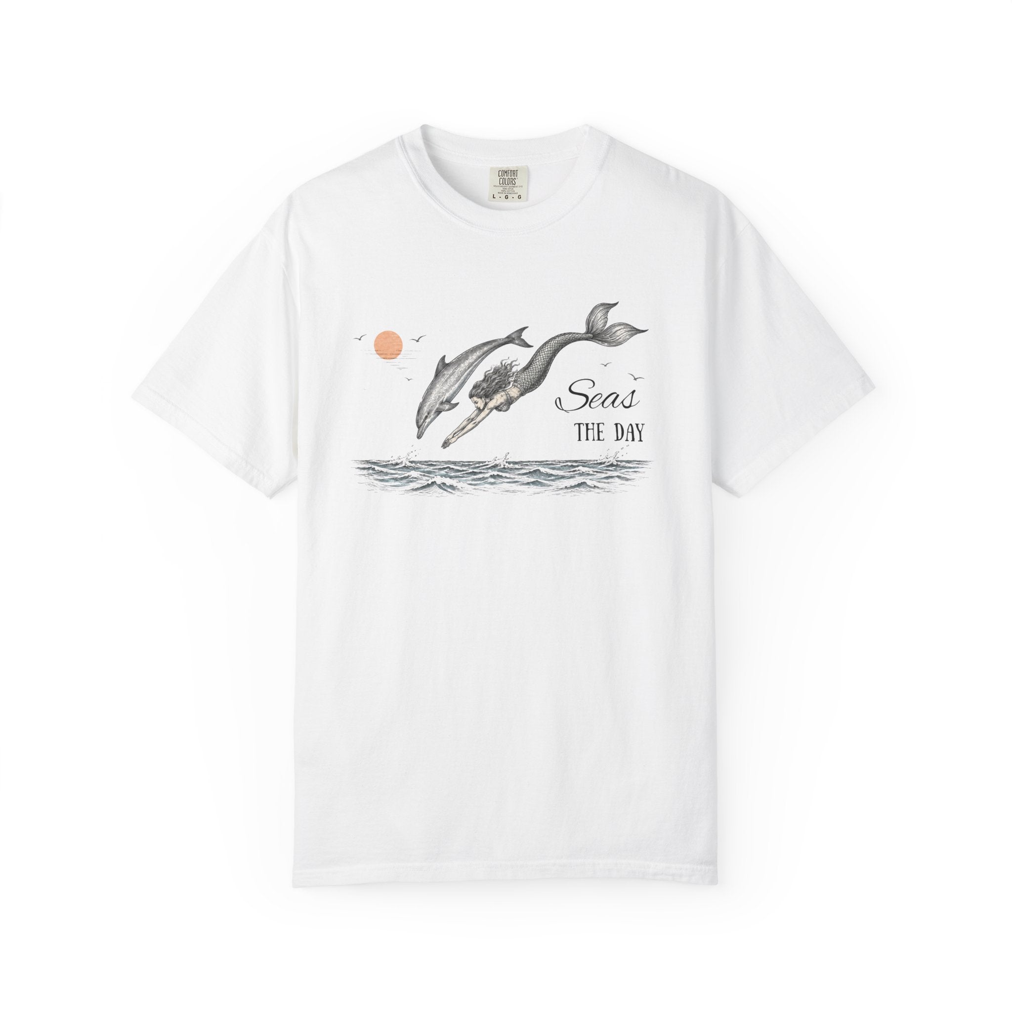 Mermaid & Dolphin 'Seas the Day' T-Shirt- Mermaid & Dolphin Graphic Tshirt
