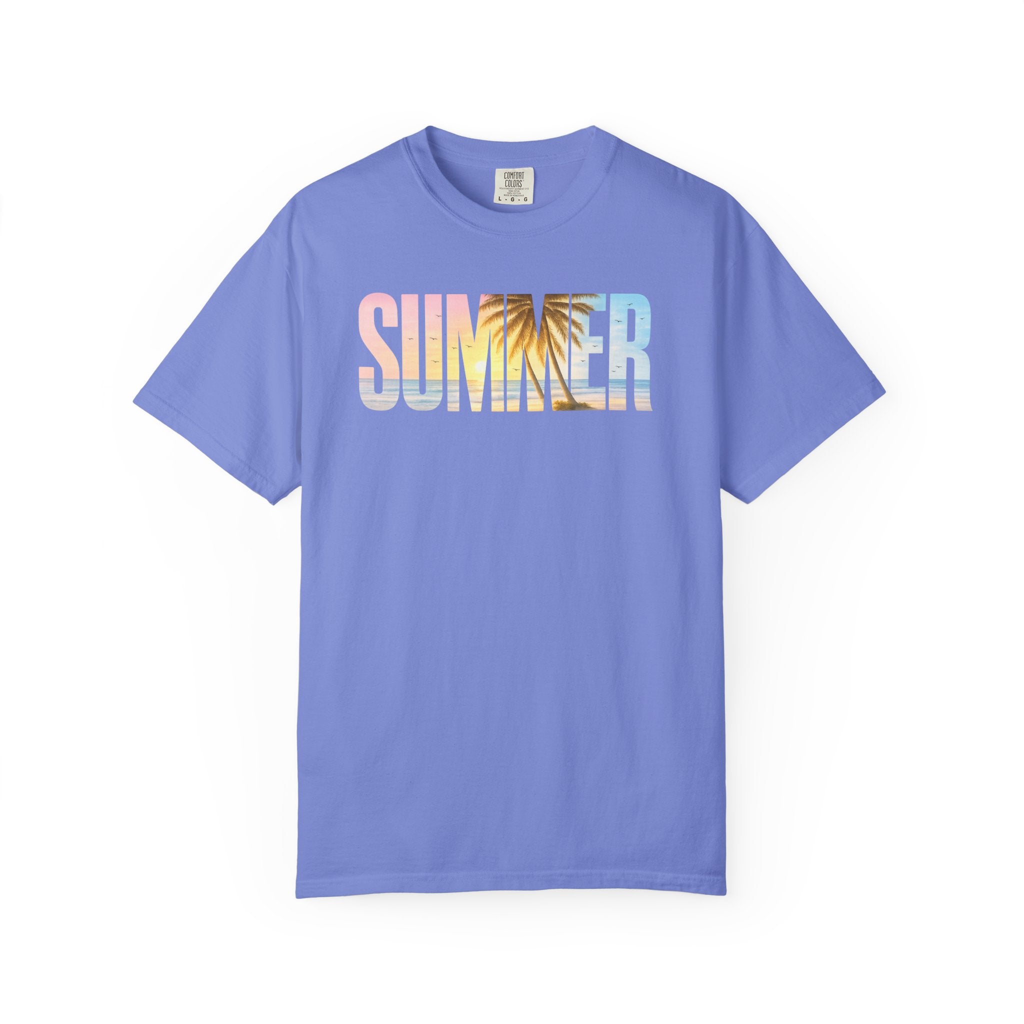 Summer Palm Text T-shirt | Pastel Beach Graphic