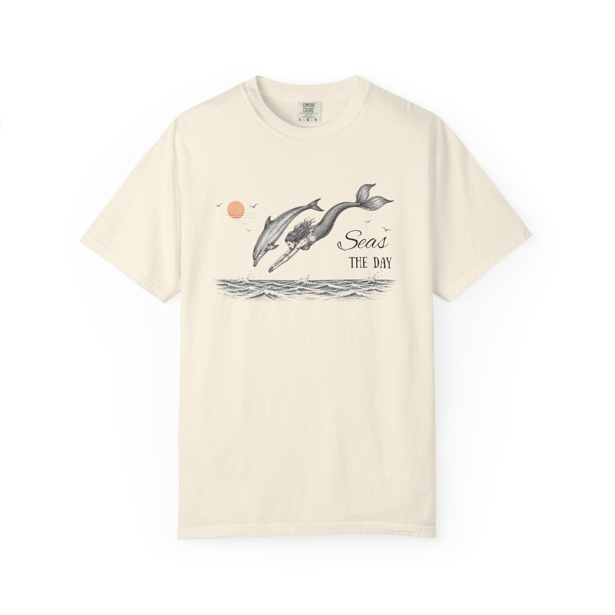 Mermaid & Dolphin 'Seas the Day' T-Shirt- Mermaid & Dolphin Graphic Tshirt