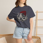 Octopus with Red Beanie T-shirt- Ocean Graphic Tshirt