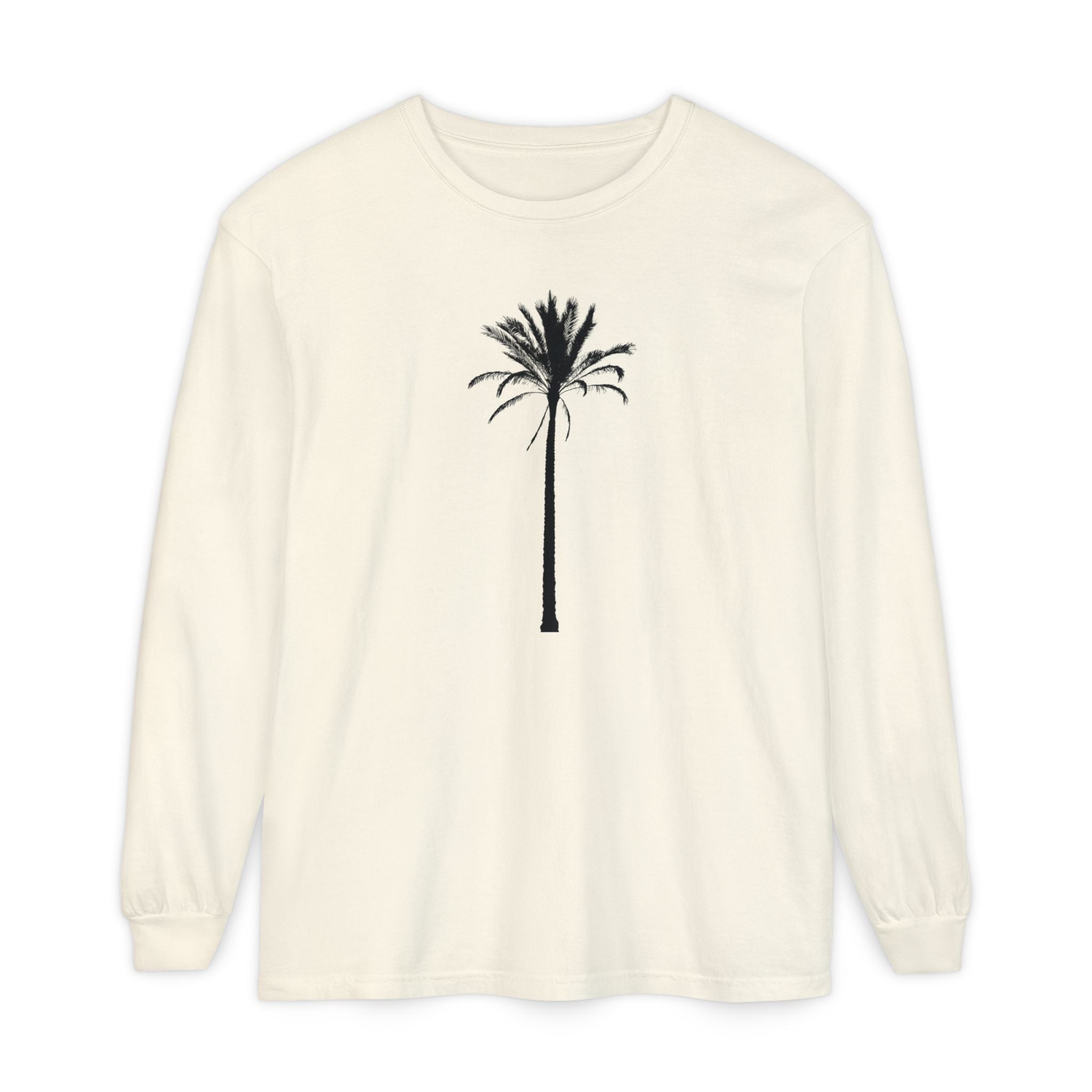 Palm Tree Long Sleeve T-Shirt — Minimal Tropical Graphic Tee