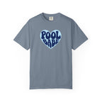 Pool Babe Heart T-shirt-  Dark Blue on Light Blue Heart Graphic Tee