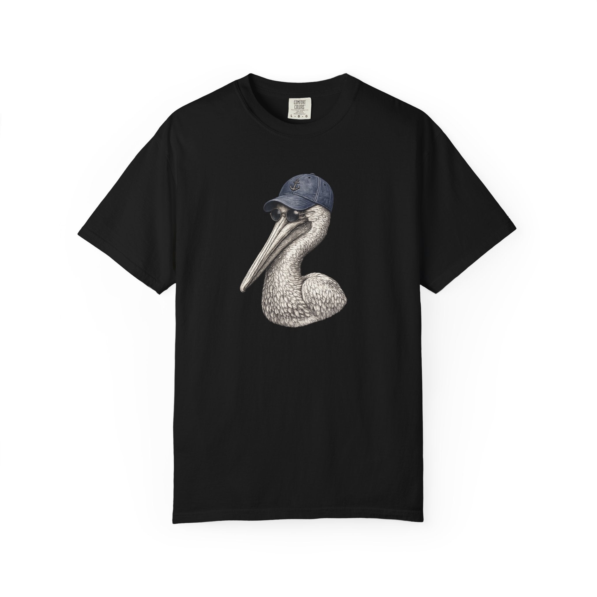 Black t-shirt with a graphic design of warriors and a sword on a white background