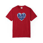 Beach Babe Heart T-Shirt- Dark Blue on Light Blue Heart Graphic Tee