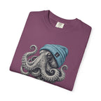 Octopus Blue Beanie T-Shirt — Ocean Life Graphic Tee