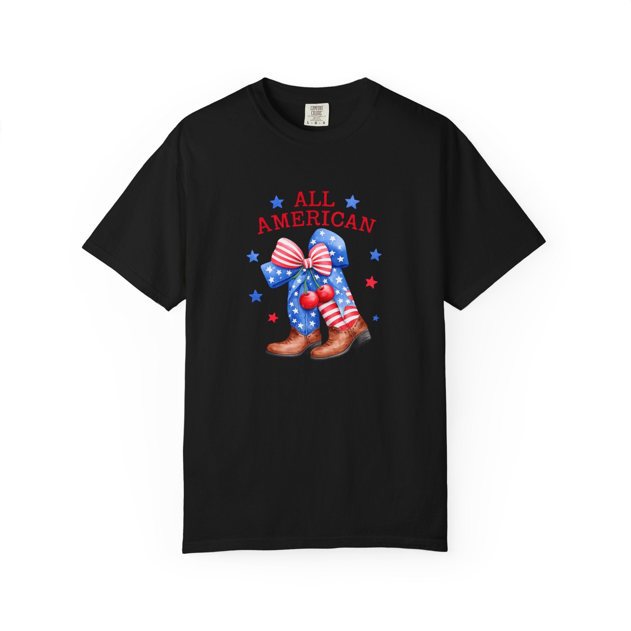 All American Cowboy T-shirt | Patriotic Boots and Flag Graphic